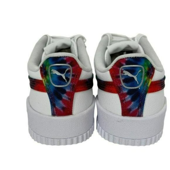 Puma White Carina Tie Dye Big Kids Soft Foam Athletic Shoes Junior Size 4C - Picture 9 of 14